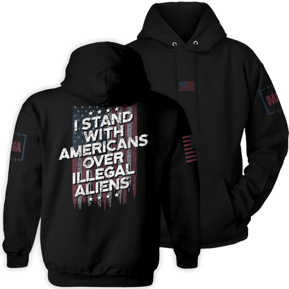 Black / S I Stand With Americans Hoodie maga trump