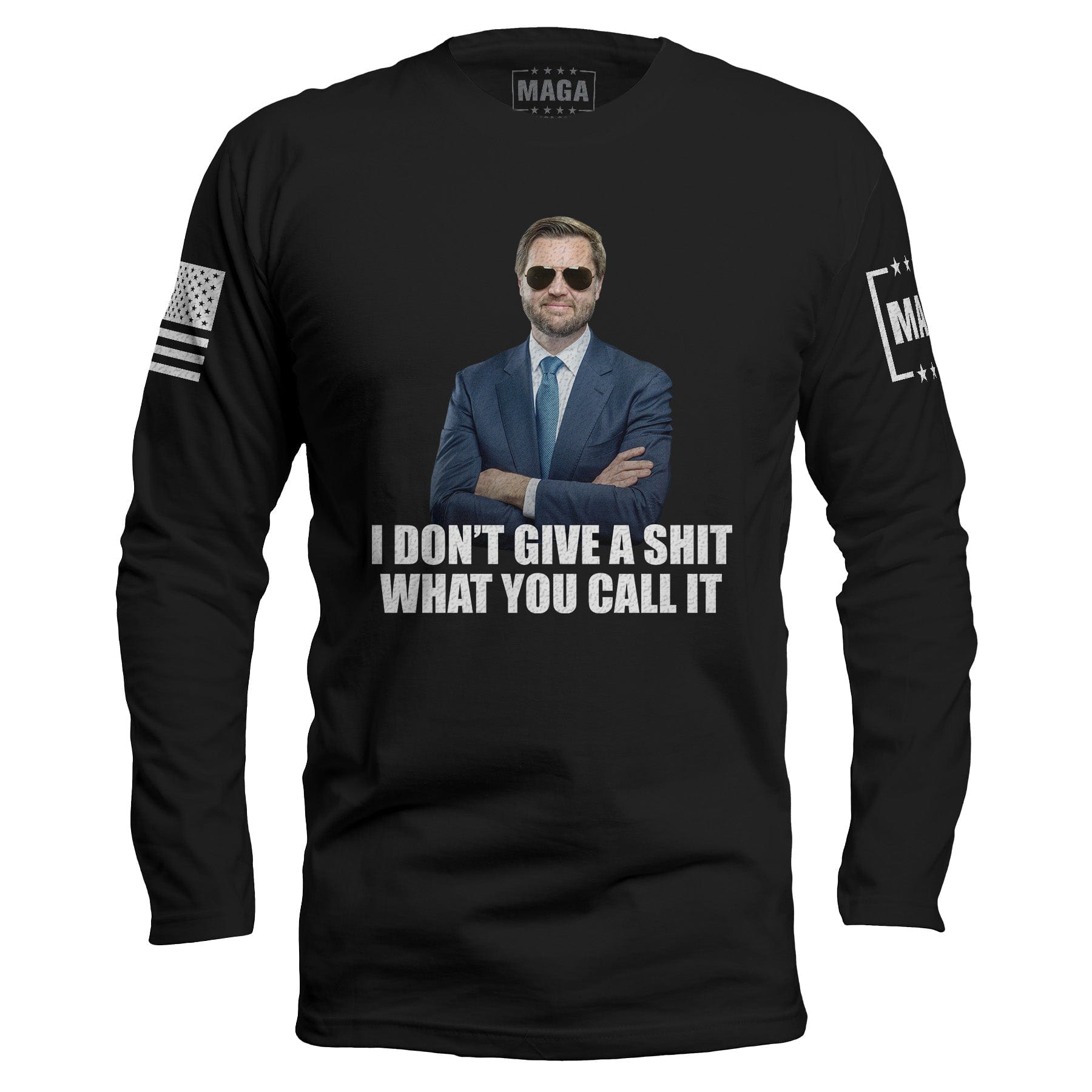 Black / S JD Vance - I don't give a Long Sleeve maga trump