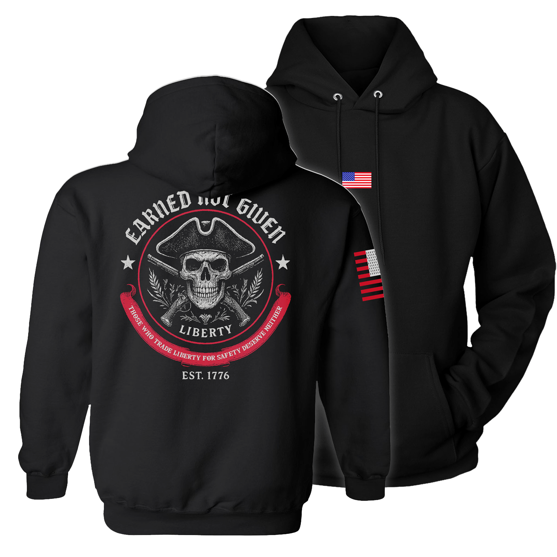 Black / S Liberty, Earned Not Given Hoodie maga trump