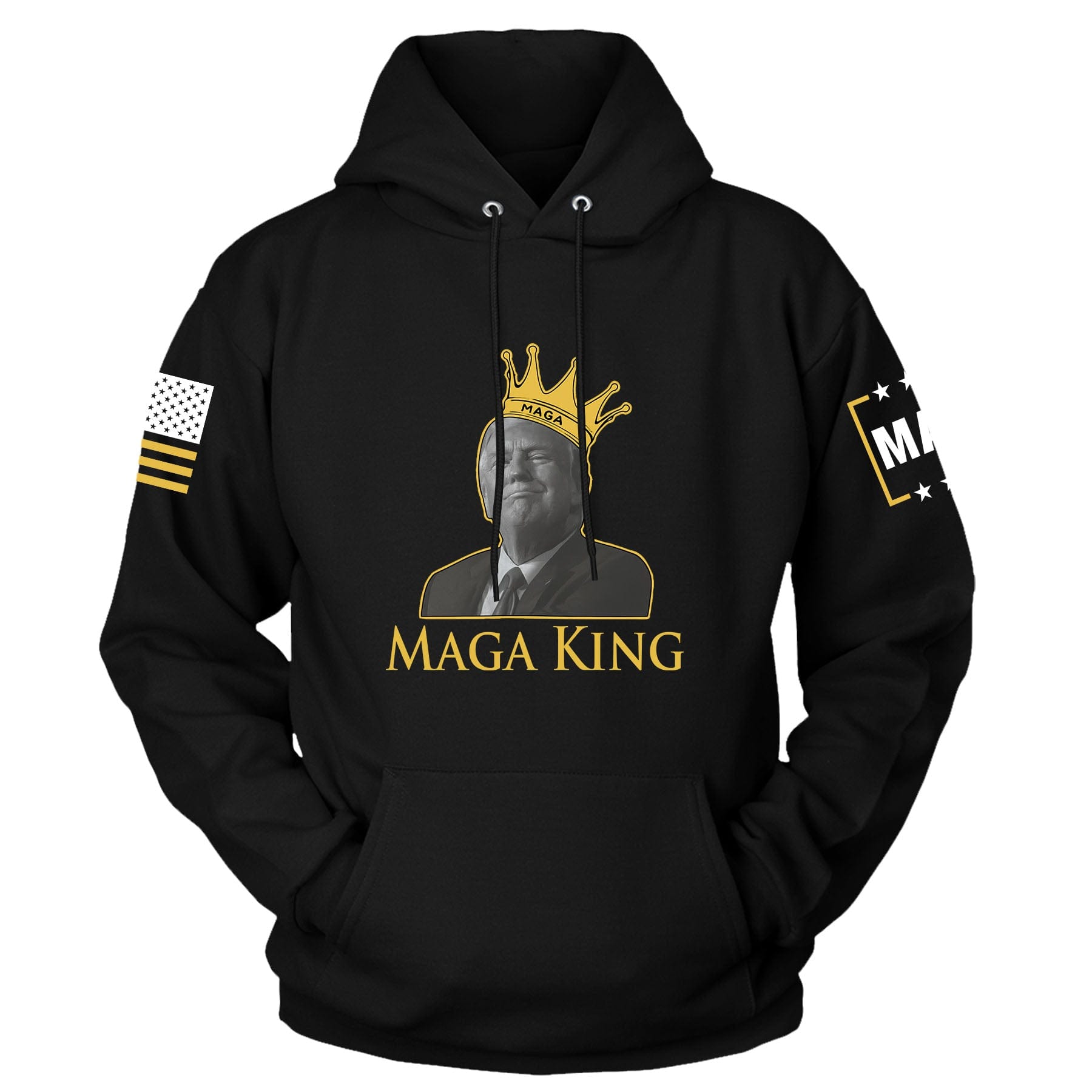 Black / S MAGA King Front Print Hoodie maga trump