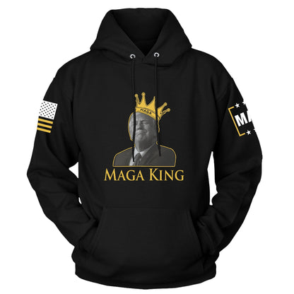 Black / S MAGA King Front Print Hoodie maga trump