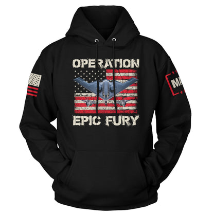 Black / S Operation Epic Fury Hoodie maga trump