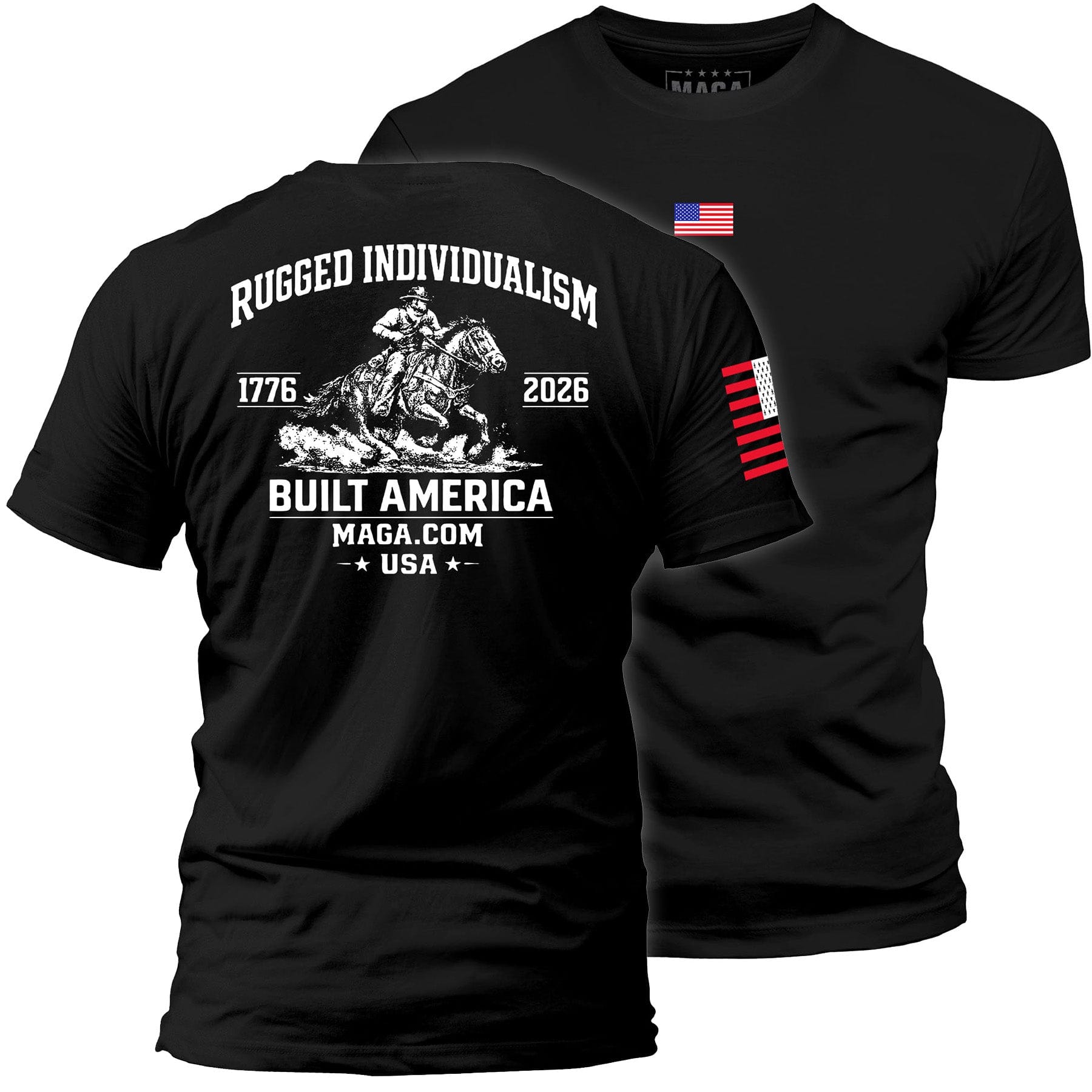 Black / S Rugged Individualism Built America maga trump