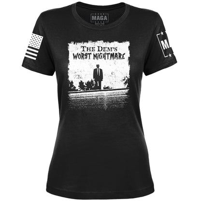 Black / S The Dems Nightmare Ladies Tee maga trump