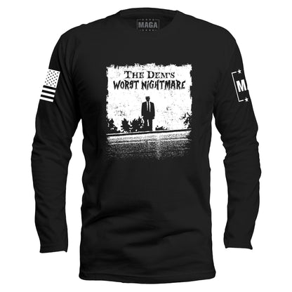 Black / S The Dems Nightmare Long Sleeve maga trump