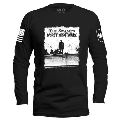 Black / S The Swamps Nightmare Long Sleeve maga trump