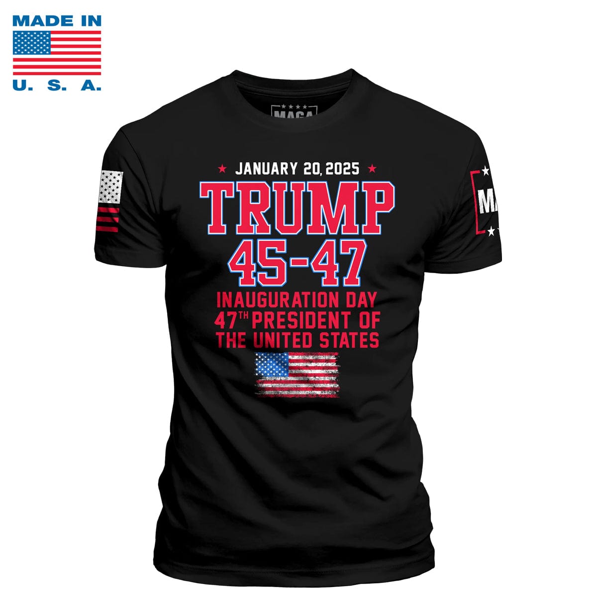 Black / S TRUMP 45-47 Made in the USA maga trump