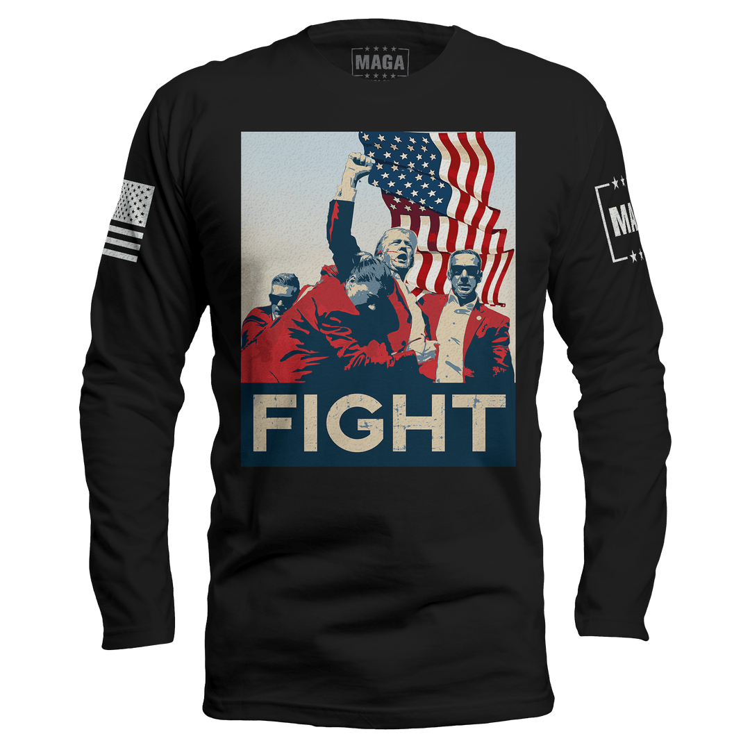 Black / S Trump Fight Iconic Long Sleeve maga trump