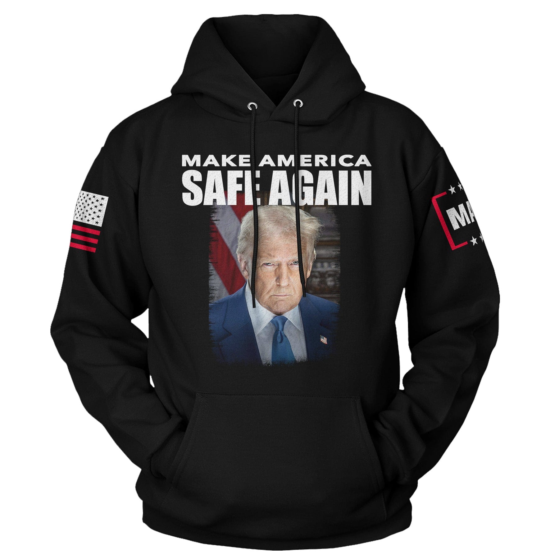 Black / S TRUMP - MAKE AMERICA SAFE AGAIN Hoodie maga trump