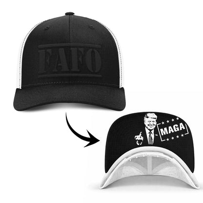 Black/White / SM/MD FAFO Blackout Flexfit (MF Hat) maga trump