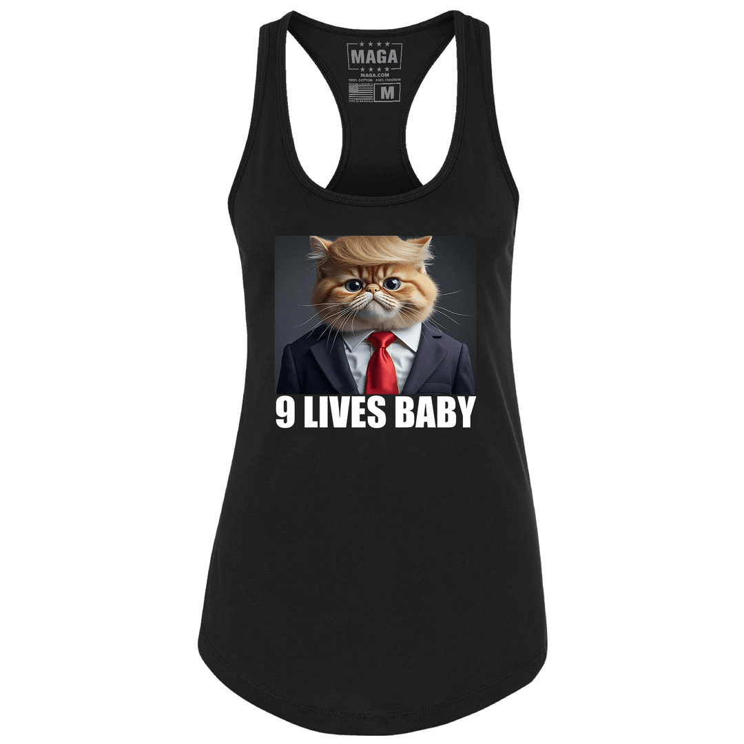 Black / XS 9 Lives Baby Racerback Tank Top maga trump