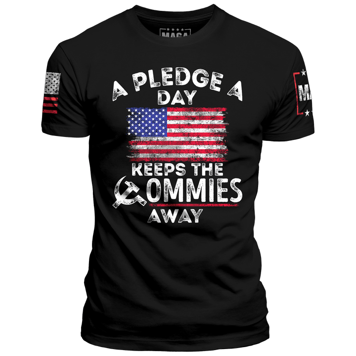 Black / XS A Pledge A Day Keeps Commies Away maga trump