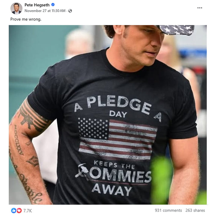 Black / XS A Pledge A Day Keeps The Commies Away - Pete Hegseth Edition maga trump