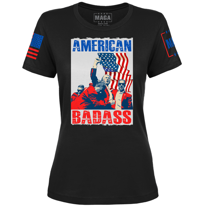 Black / XS American Badass Ladies Tee maga trump