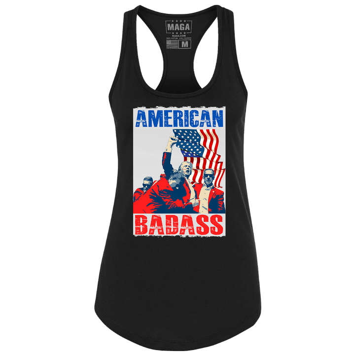 Black / XS American Badass Raceback Tank Top maga trump