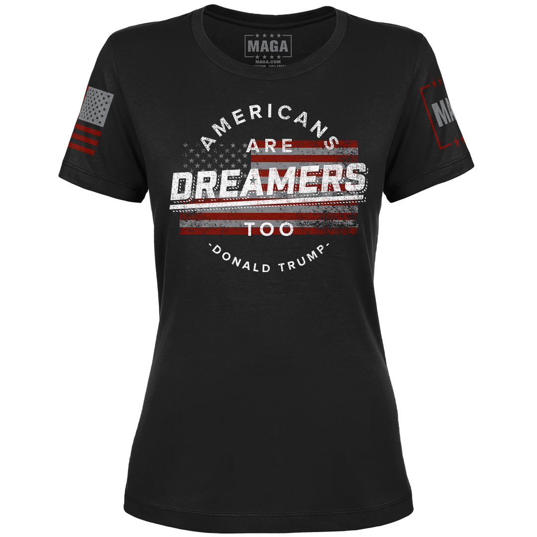 Black / XS Americans Are Dreamers Ladies Tee maga trump