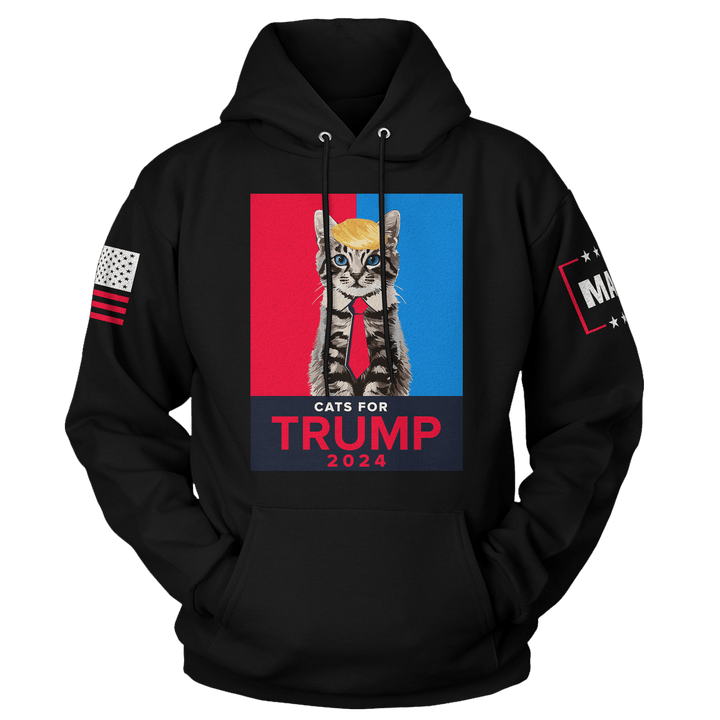 Black / XS Cats For Trump 2024 Hoodie maga trump