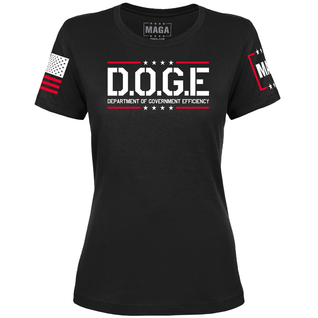 Black / XS D.O.G.E Department Of Government Efficiency Ladies Tee maga trump