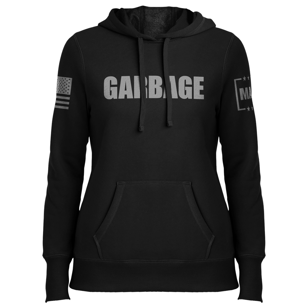 Black / XS Garbage Black Ladies Hoodie maga trump