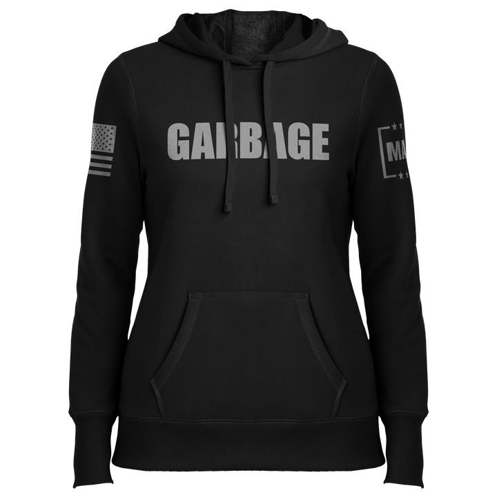 Black / XS Garbage Black Ladies Hoodie maga trump