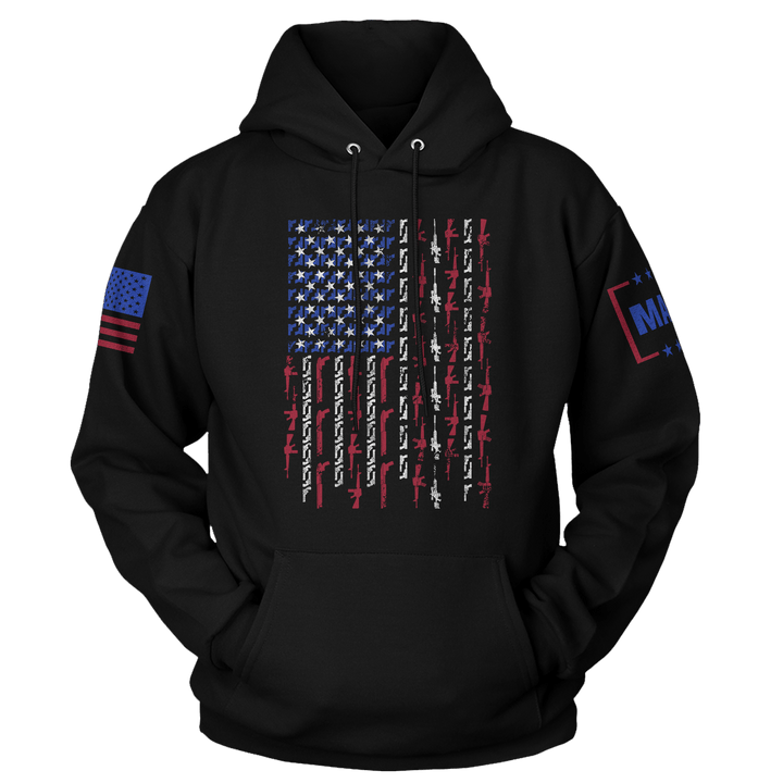 Black / XS Gun Flag Hoodie maga trump