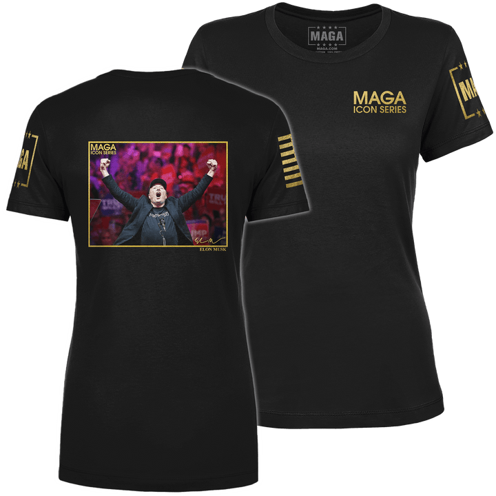 Black / XS Icon Series - Elon Musk Ladies Tee maga trump