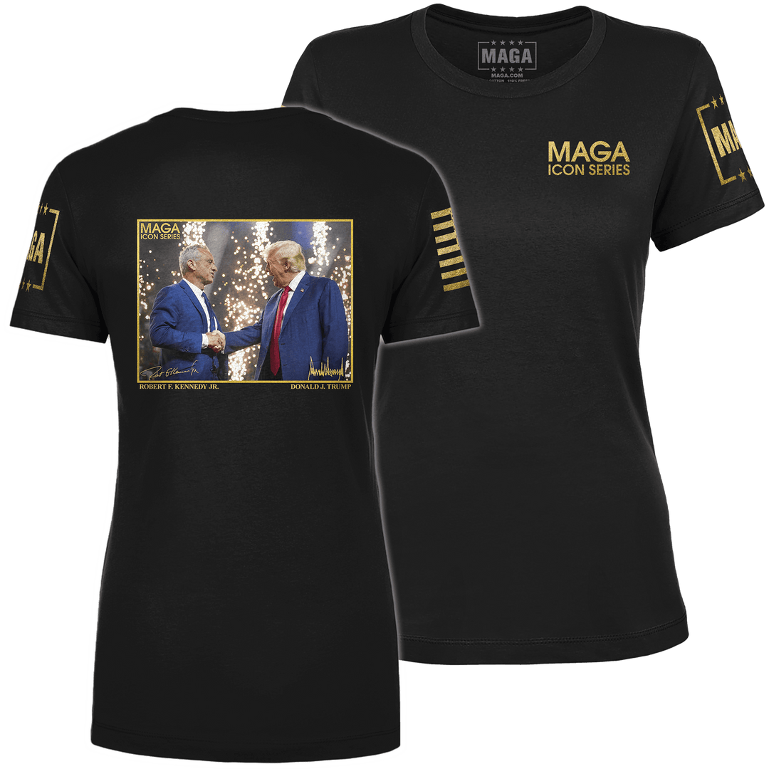 Black / XS Icon Series - RFK Jr and Trump Ladies Tee maga trump