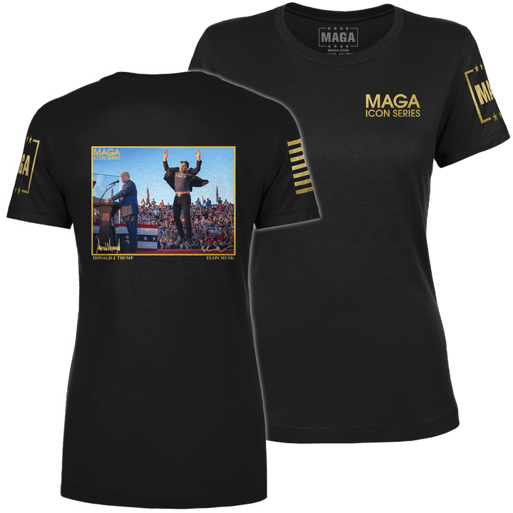 Black / XS Icon Series - Trump and Elon Musk Ladies Tee maga trump