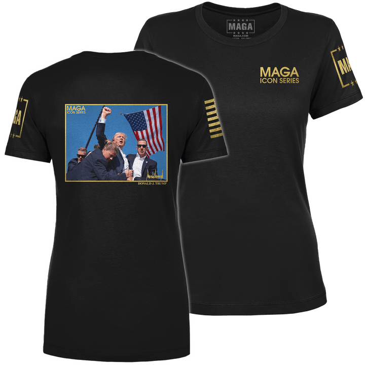 Black / XS Icon Series - Trump Fight Ladies Tee maga trump