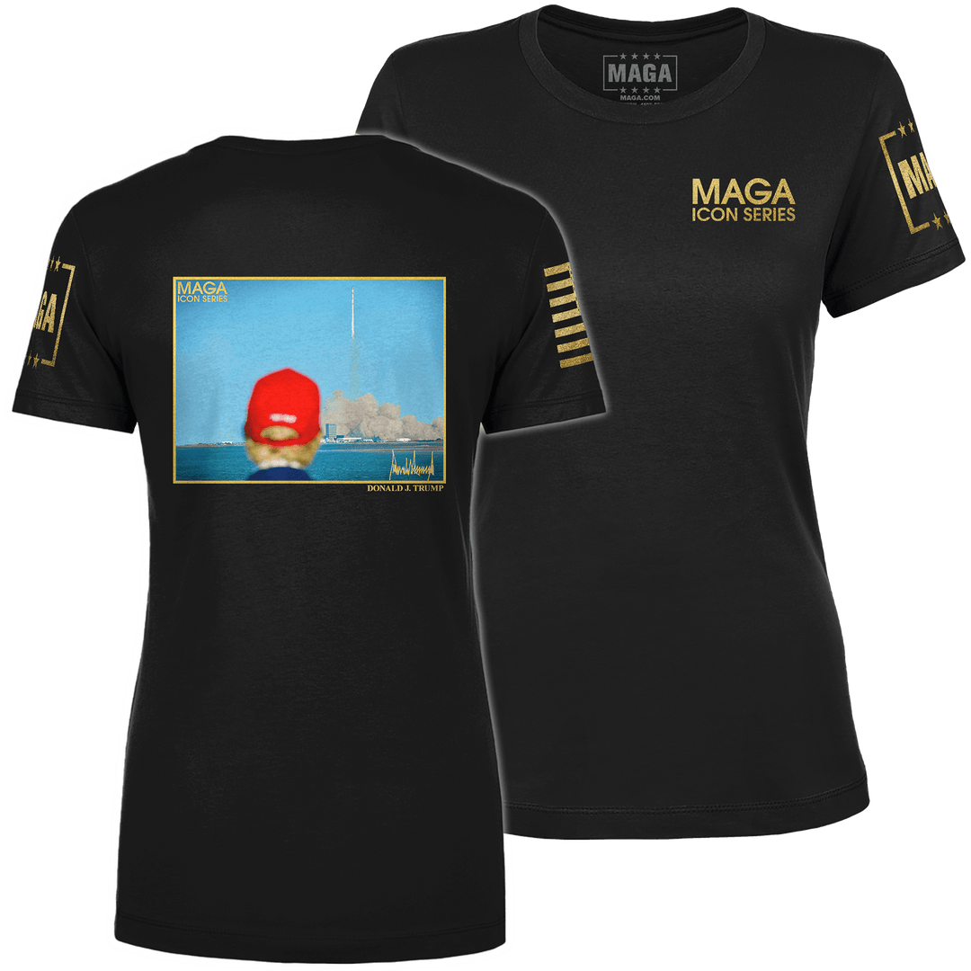 Black / XS Icon Series - Trump SpaceX Rocket Launch Ladies Tee maga trump