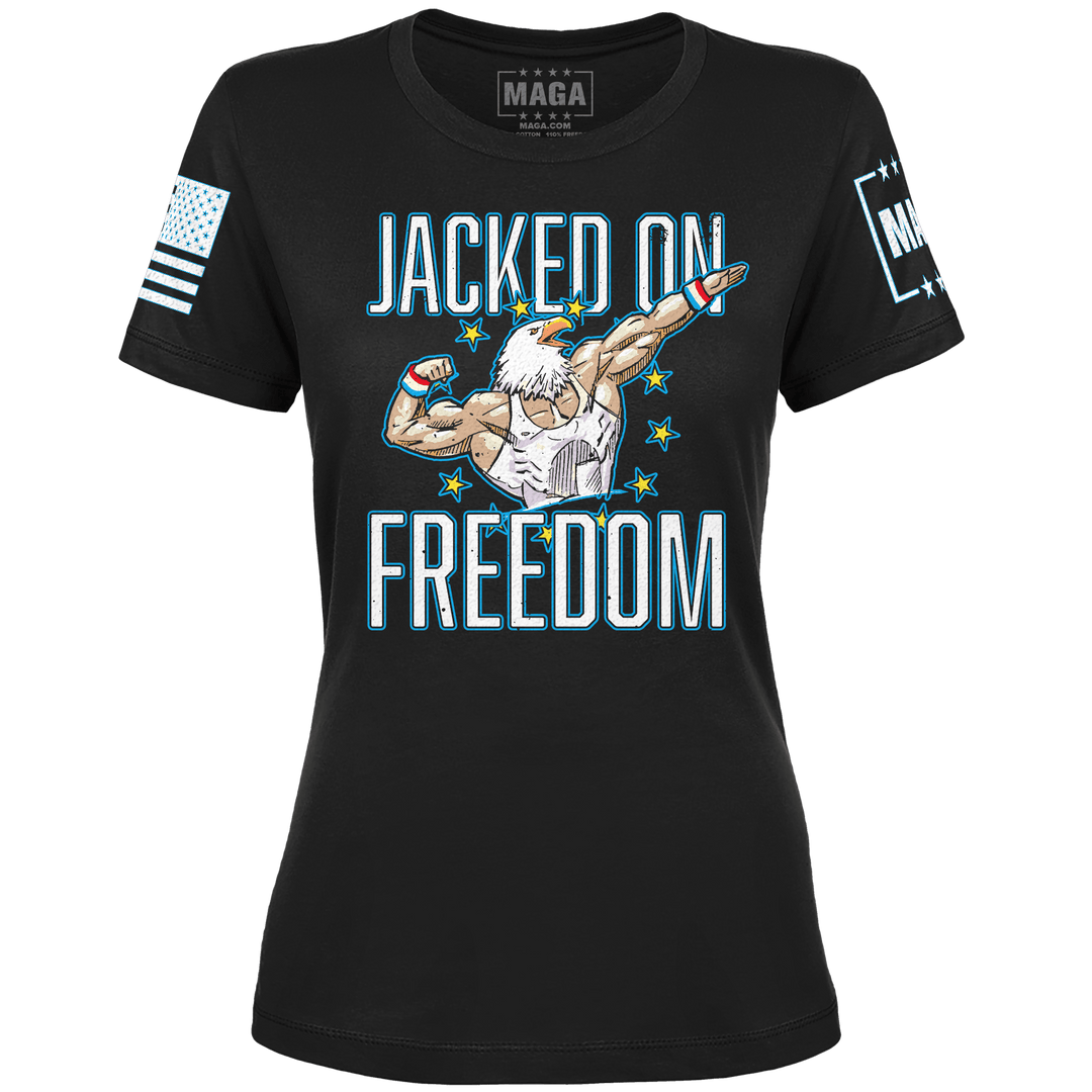 Black / XS Jacked On Freedom Ladies Tee maga trump