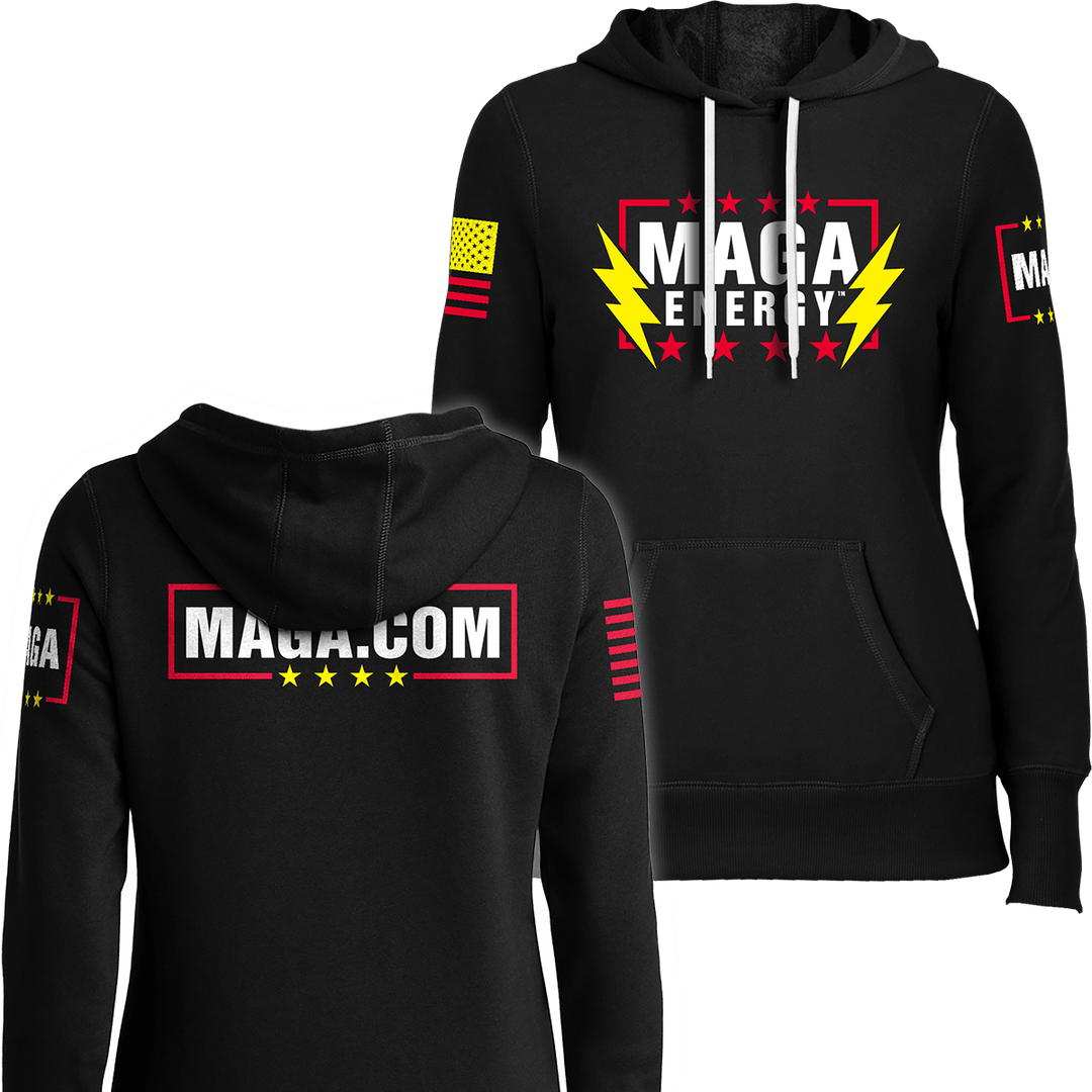 Black / XS MAGA ENERGY SHIRT (TRI COLOR) Ladies Hoodie maga trump