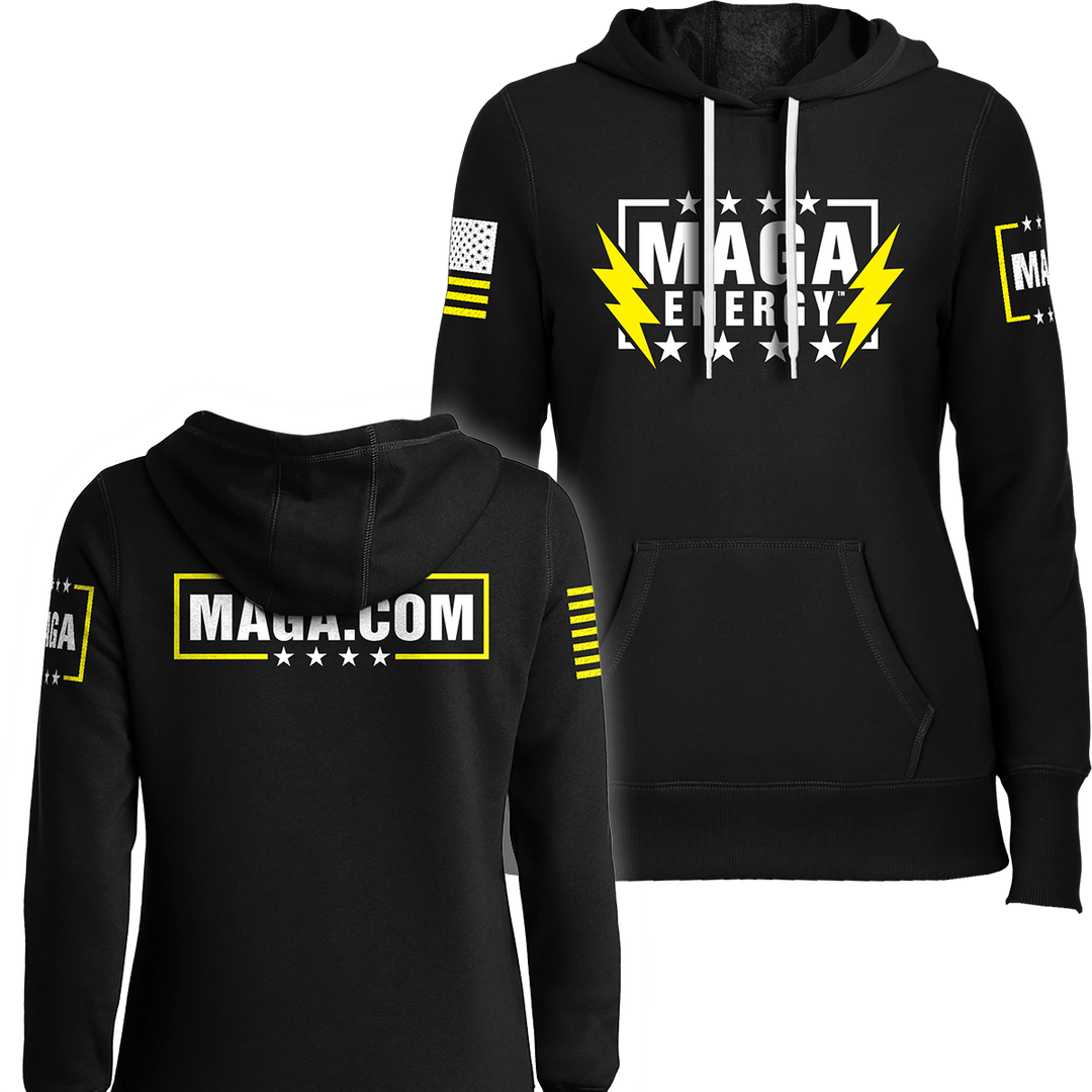 Black / XS MAGA ENERGY SHIRT (YELLOW AND WHITE) Ladies Hoodie maga trump