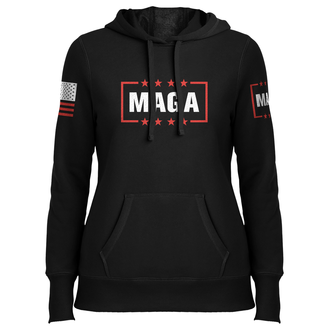 Black / XS MAGA Ladies Hoodie maga trump