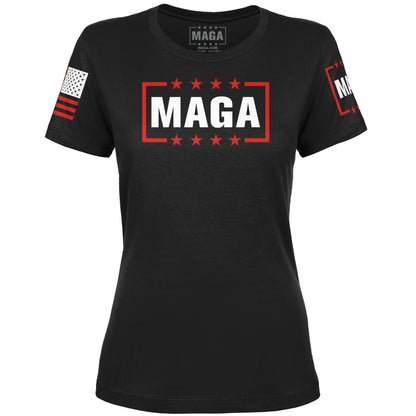 Black / XS MAGA Logo Ladies Tee maga trump