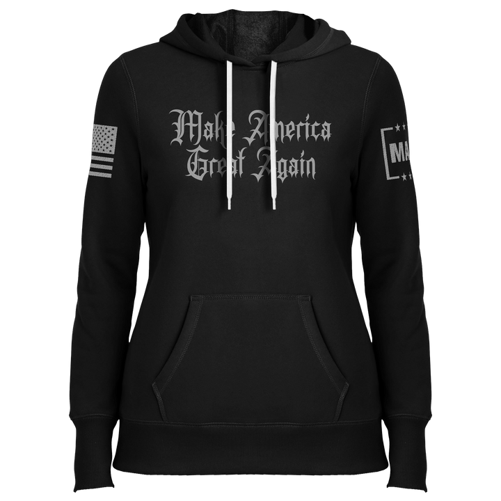 Black / XS Make America Great Again Dark Gothic Ladies Hoodie maga trump