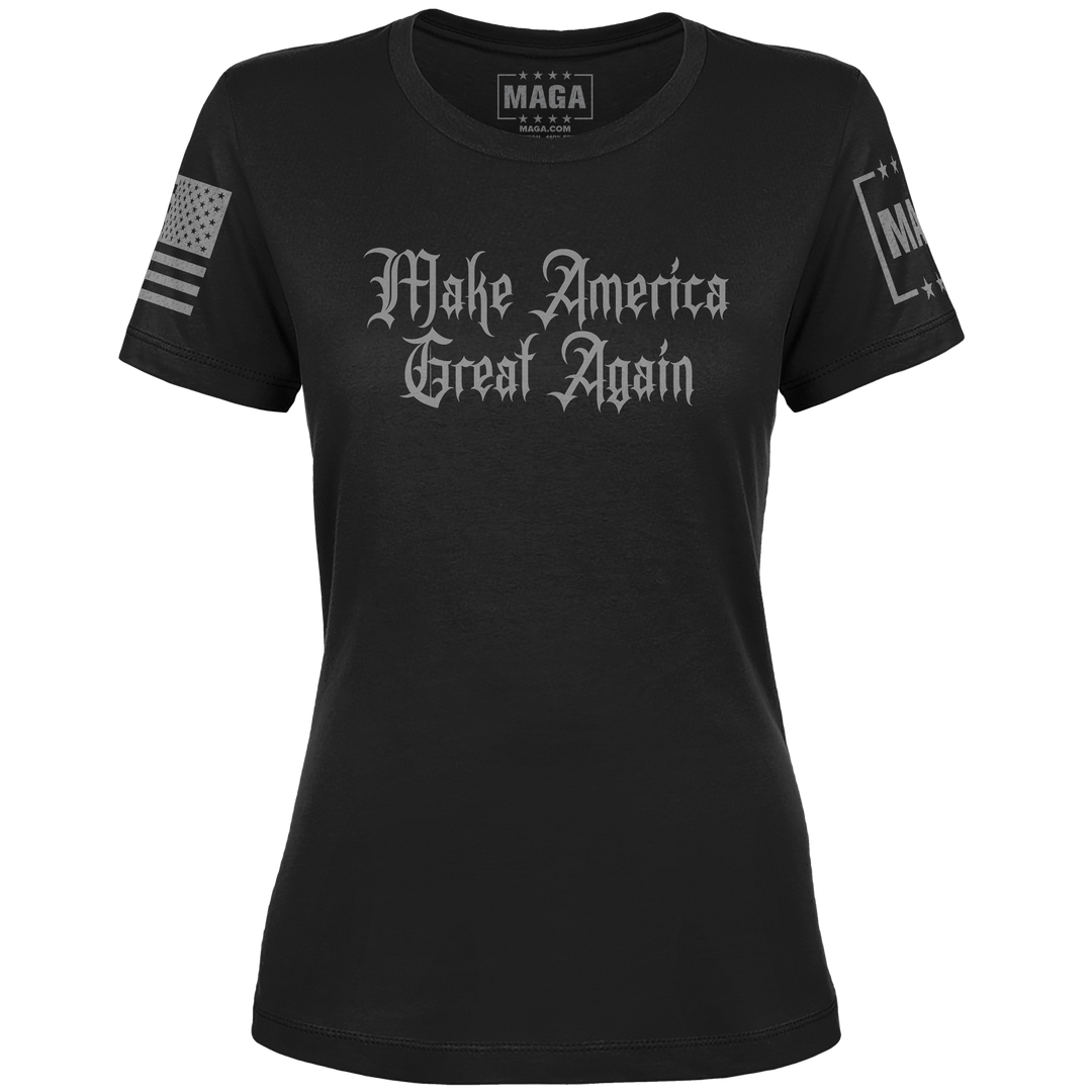 Black / XS Make America Great Again Dark Gothic  Ladies Tee maga trump