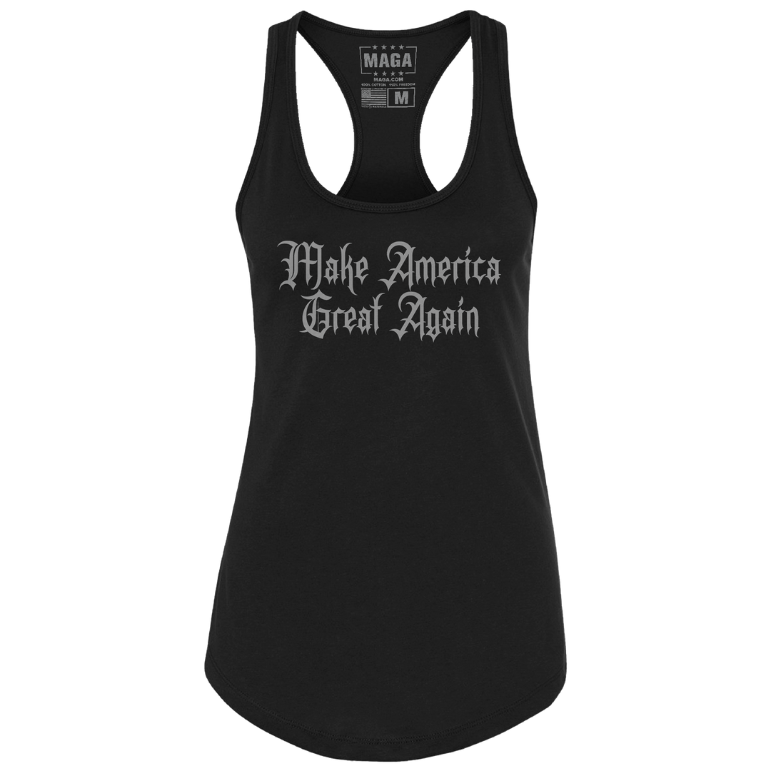 Black / XS Make America Great Again Dark Gothic Raceback Tank Top maga trump