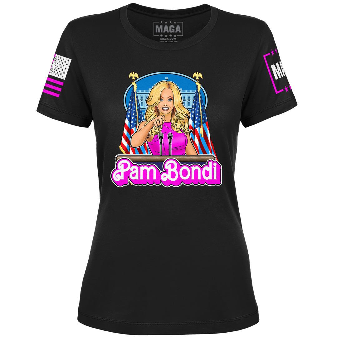 Black / XS Pam Bondi V1 Ladies Tee maga trump