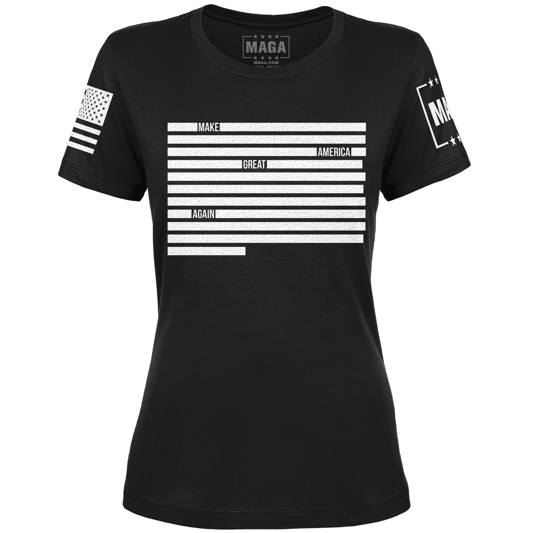 Black / XS Redacted Ladies Tee maga trump