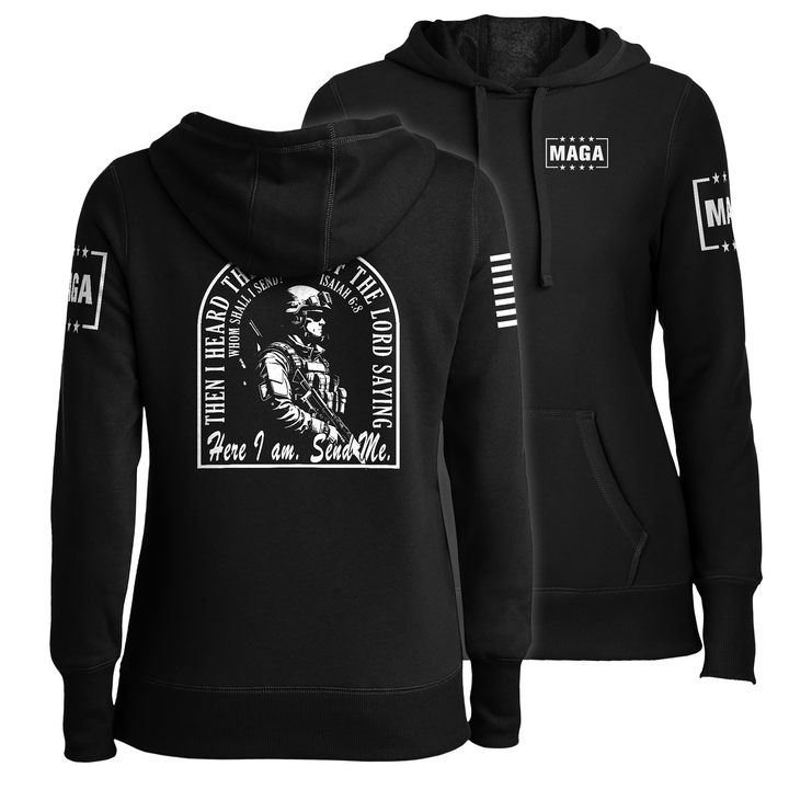 Black / XS Send Me Ladies Hoodie maga trump