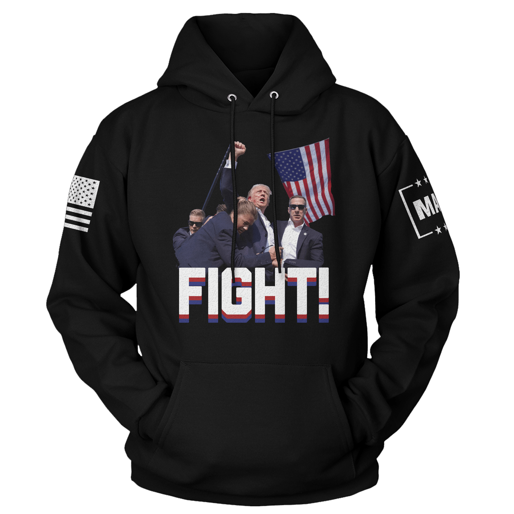 Black / XS Trump Fight Hoodie maga trump