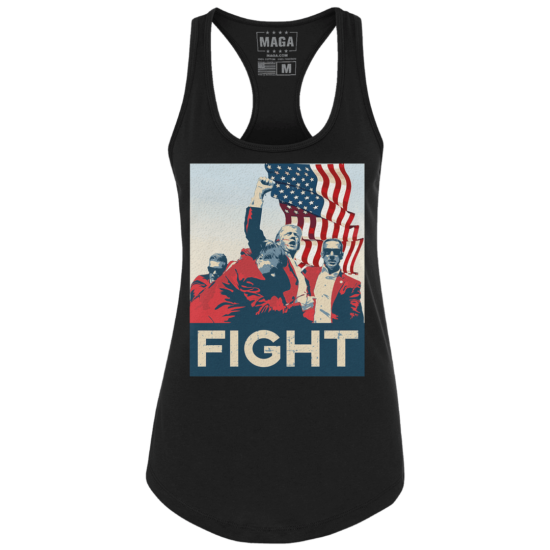 Black / XS Trump Fight Iconic Racerback Tank Top maga trump