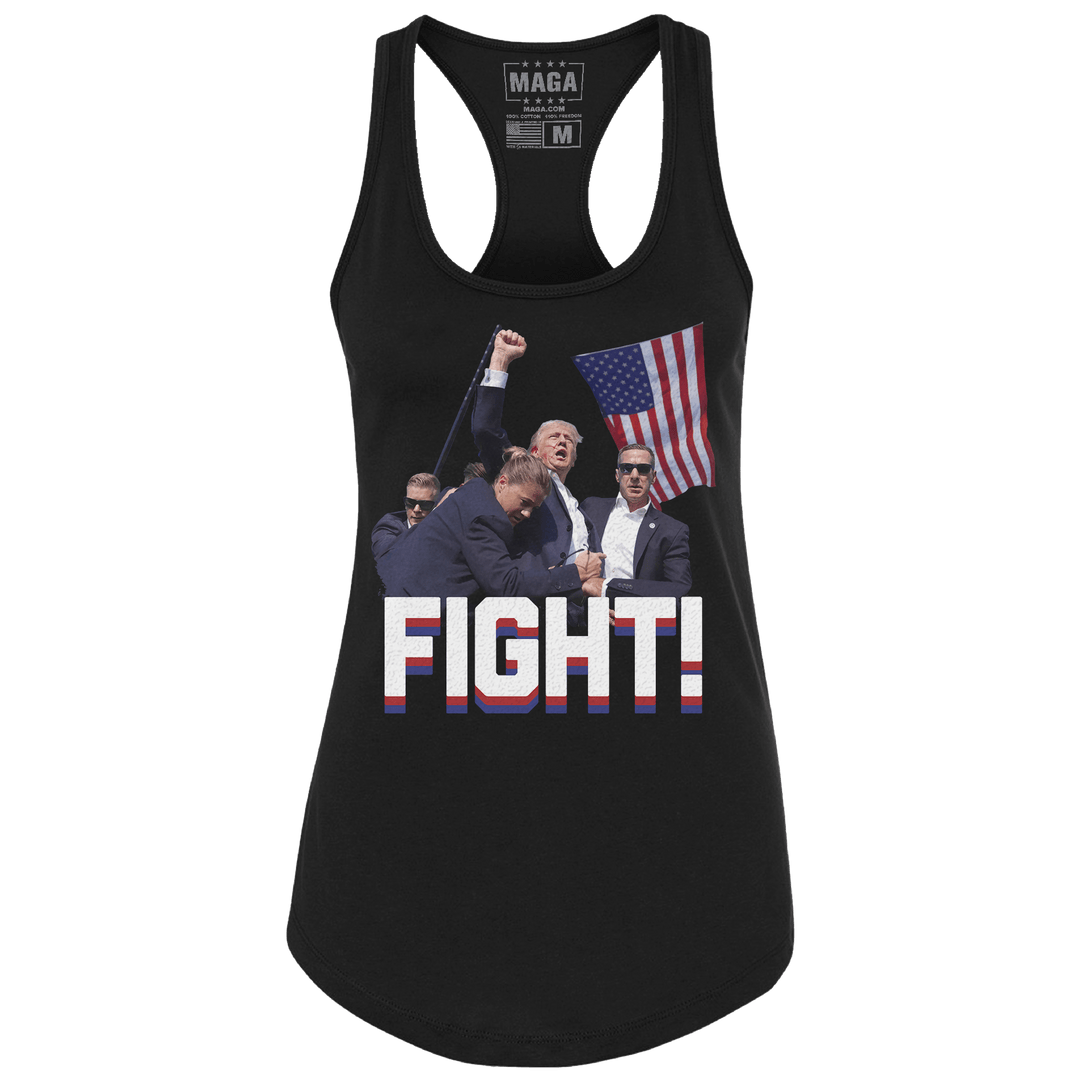 Black / XS Trump Fight Racerback Tank Top maga trump