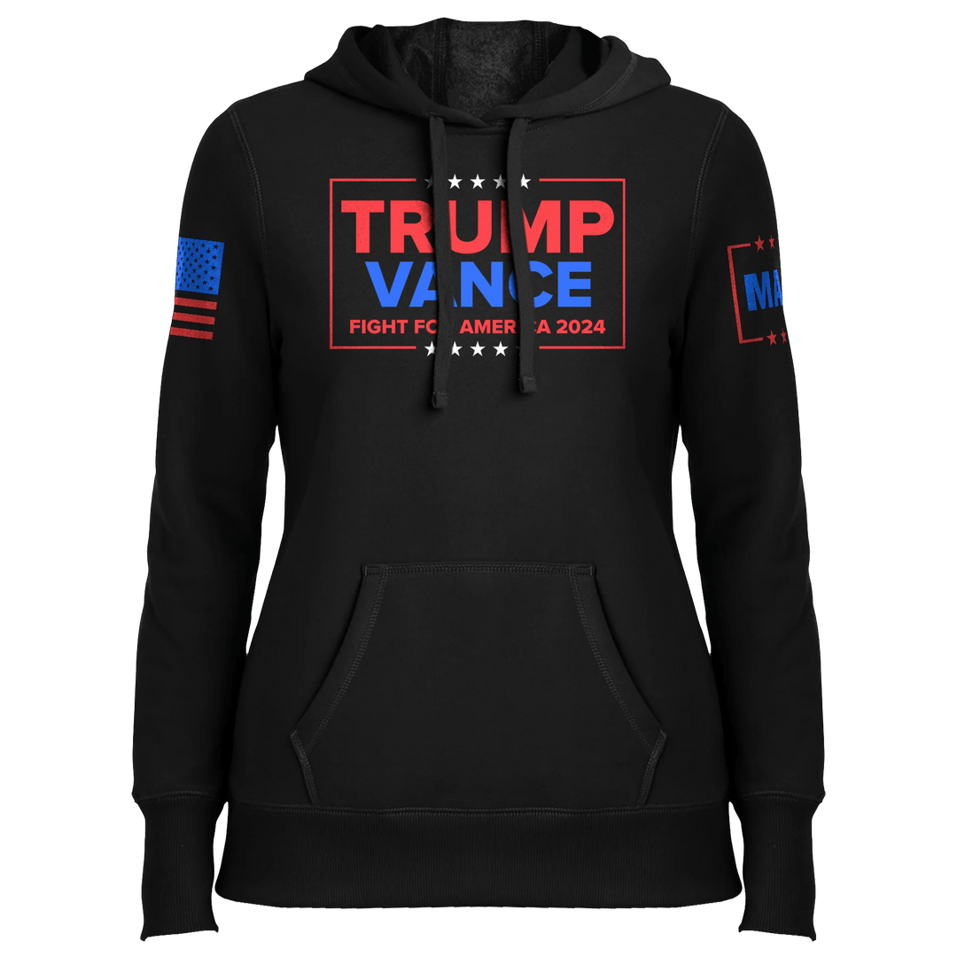 Black / XS Trump Vance - Fight Ladies Hoodie maga trump