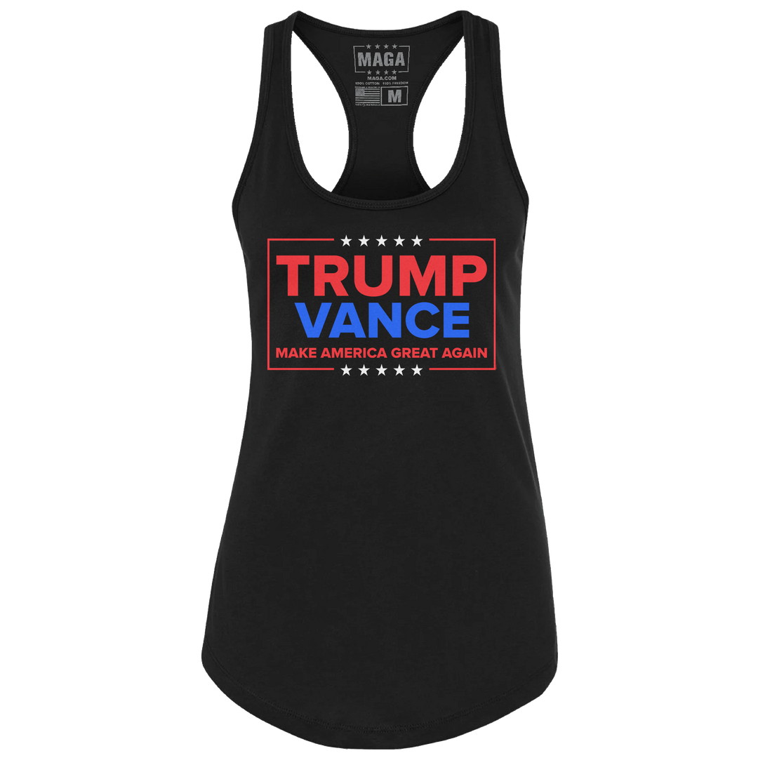 Black / XS Trump Vance - MAGA Racerback Tank Top maga trump