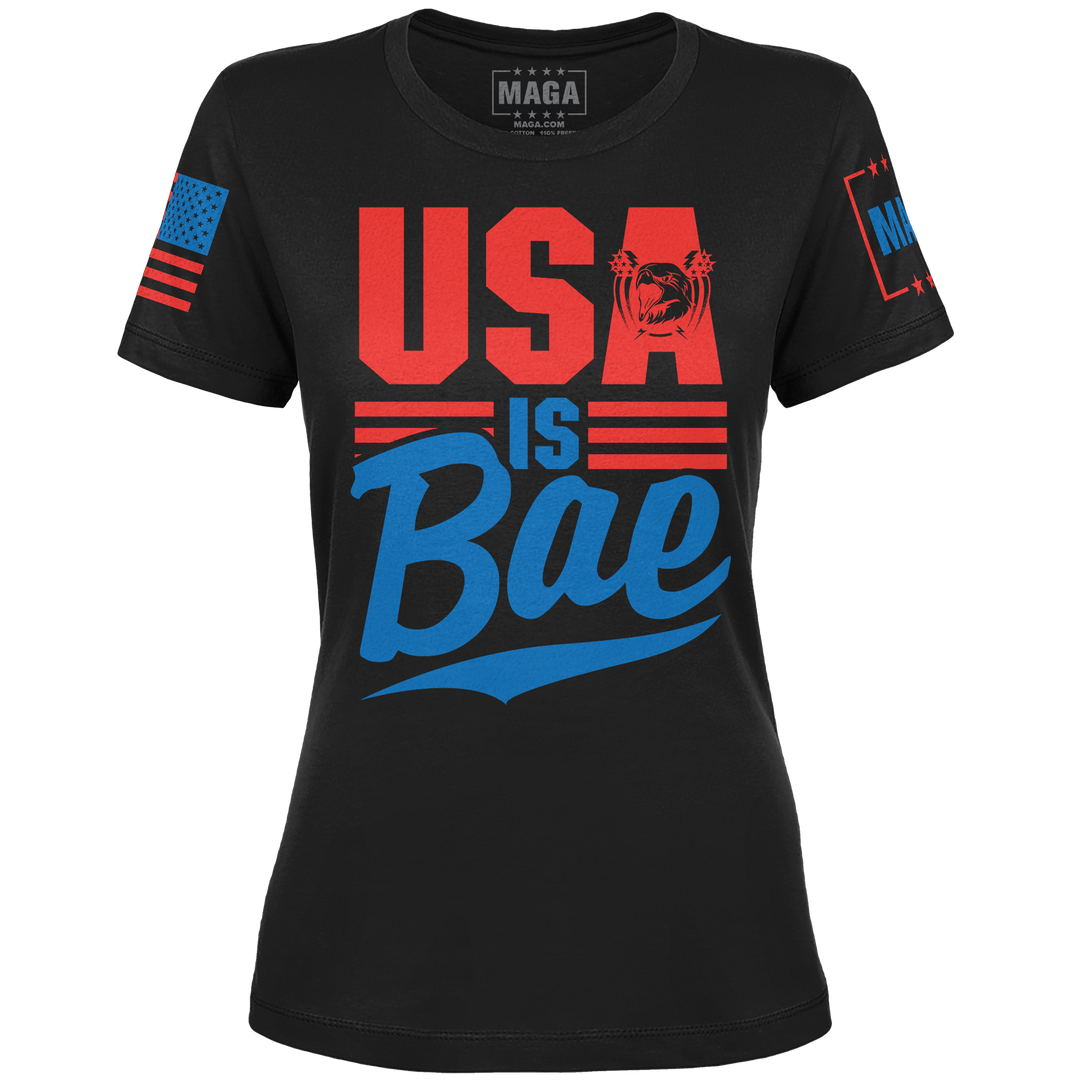 Black / XS USA Is BAE Ladies Tee maga trump