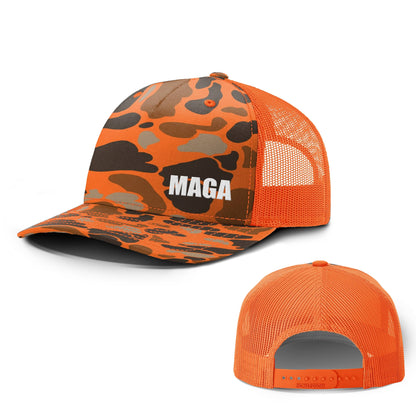Blaze Duck Camo and Blaze MAGA Lower Left Hunting Hats maga trump