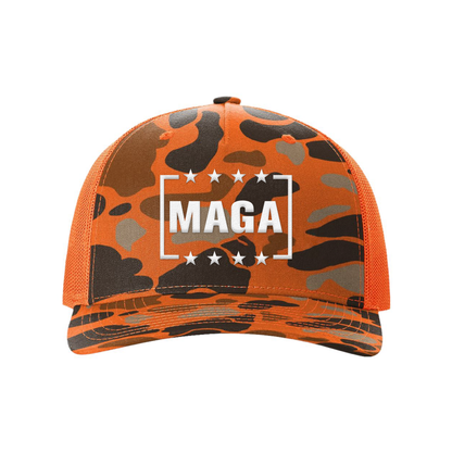 Blaze Duck Camo/Blaze / White MAGA Hunting Hats maga trump