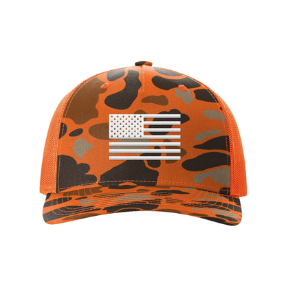 Blaze Duck Camo/Blaze / White USA Flag Hunting Hats maga trump